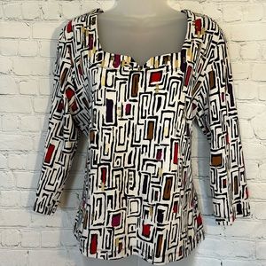 Ruby Rd. Cotton/spandex geometric pattern top